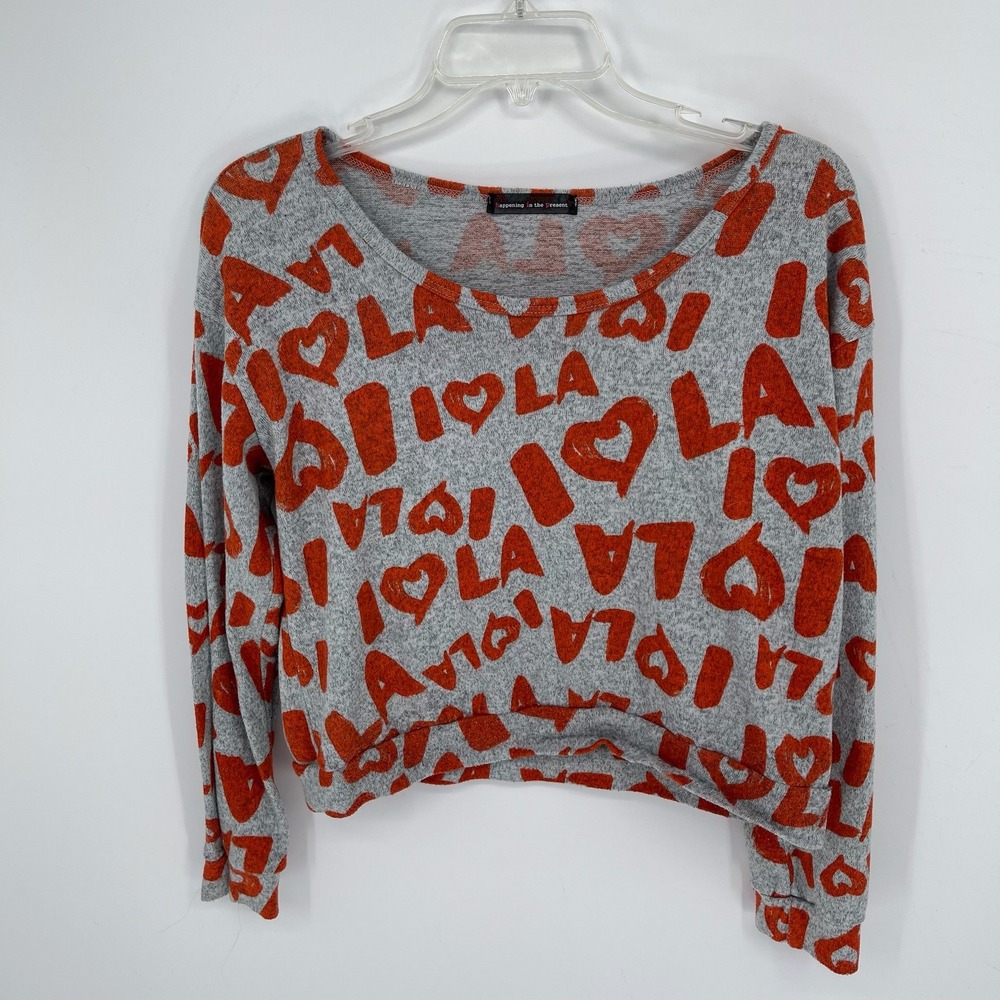 Happening in the Present Women's‎ Gray I Heart LA Graphic Cropped Top Size M
